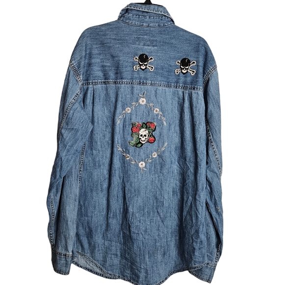 Levi's Signature Denim Chambray Long Sleeve Upcycled Shirt Button Front Unisex - Picture 2 of 13